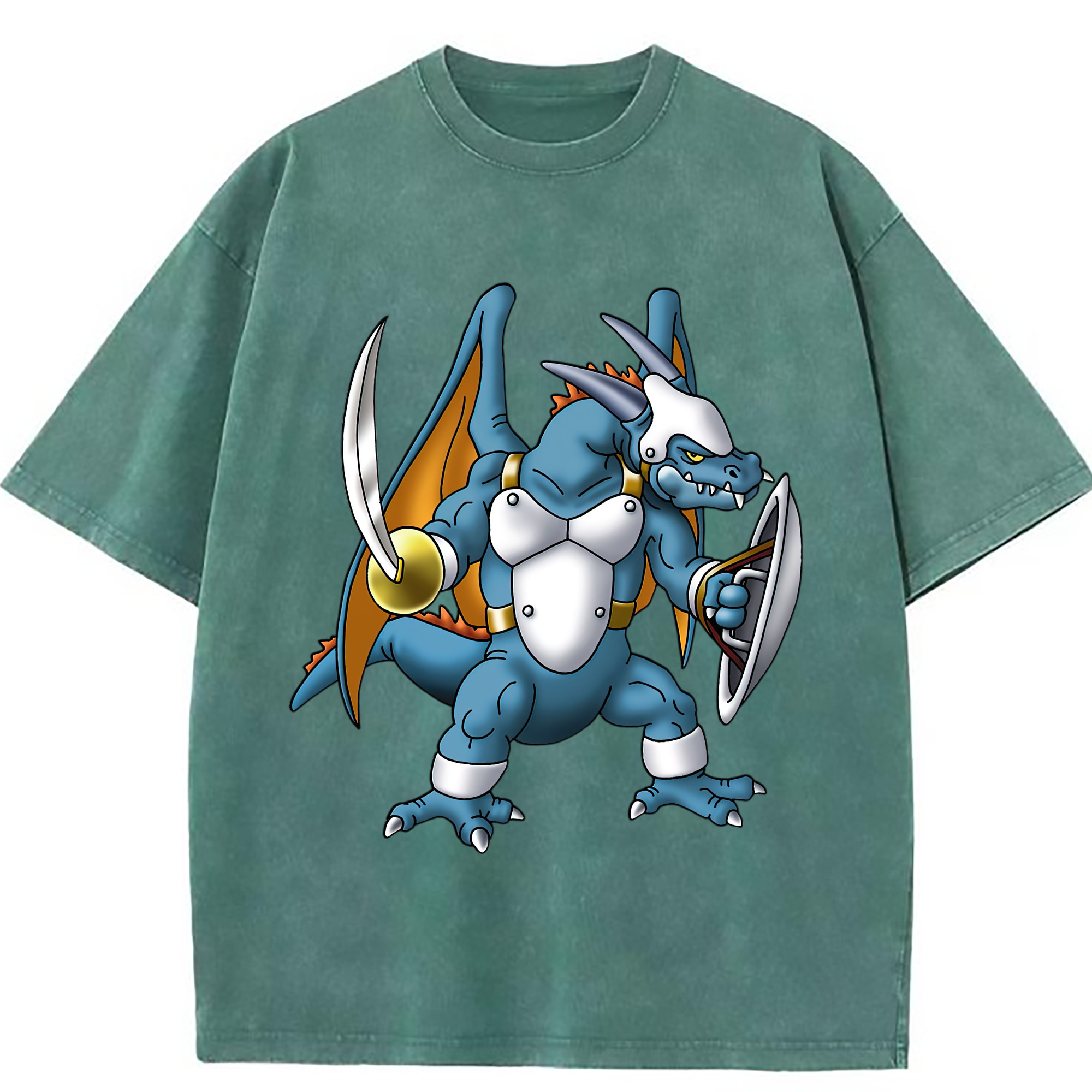 （画像用） ドラゴンクエスト Doragon Kuesuto Dragon Quest 綿100% ヴィンテージ風 半袖Tシャツ（フロントプリント）